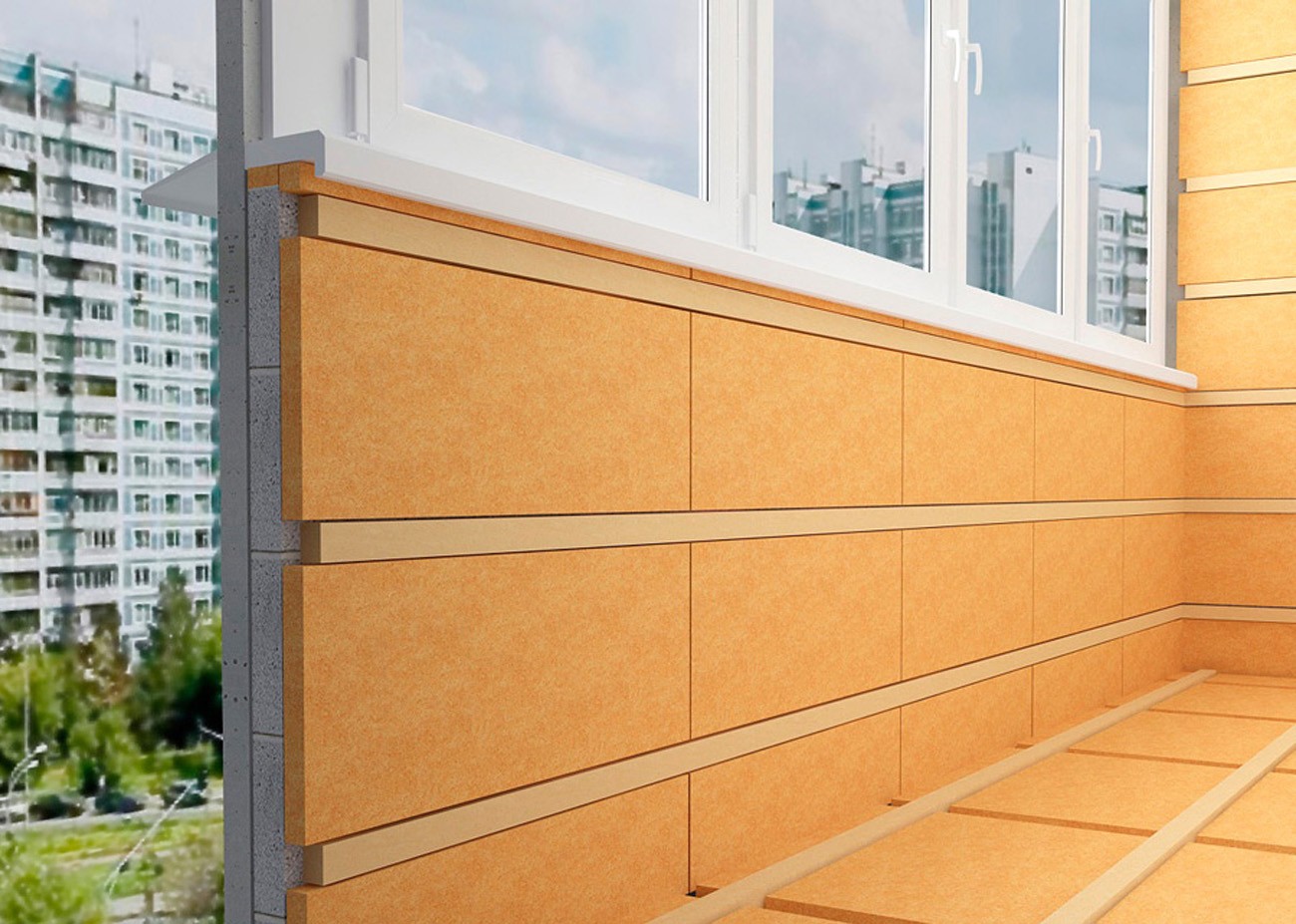 Отделка балкона ламинатом